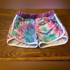 Vibrant Tie-Dye Kids Shorts with Purple Waistband